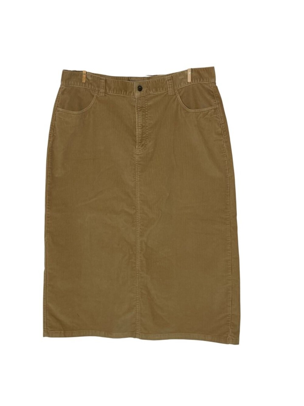 Eddie Bauer Corduroy Midi Skirt Tan Sz 18 Modest Minimalist Country